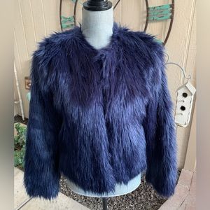 Navy blue, faux fur jacket
